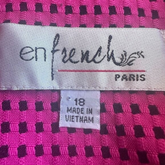 Vintage En french Pink & Black Checkered Textured Jacket Plus Size 18 - Picture 4 of 9